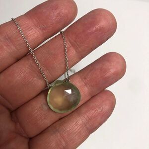 873  925 sterling silver chalcedony faceted teardrop necklace 17-19" Chain